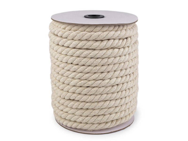 Bavlněná šňůra kroucená Ø12 mm na macramé, návin 29 metrů