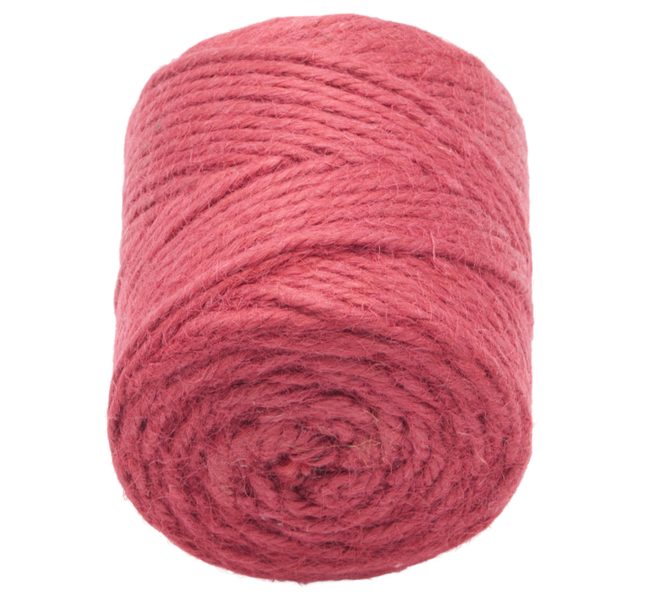 Jutový motouz - cívka Červená 2526/290 cívka 200g, cca 60 m, průměr 3.5 mm