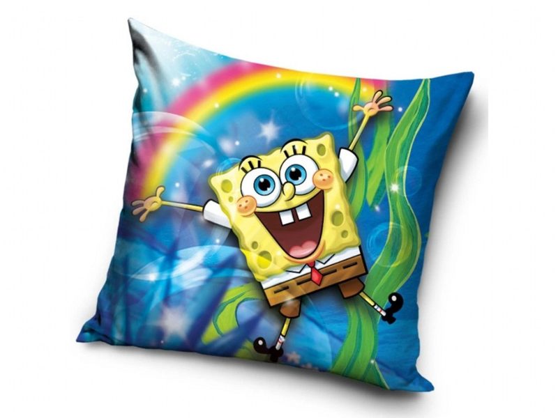 Povlak na polštářek Sponge Bob a Duha 40x40 cm