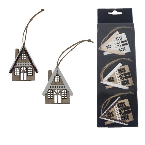 Domeček k zavěšení, 3 ks D7522 - 6 cm