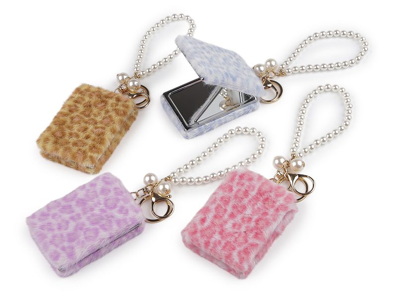 Plyšové kosmetické zrcátko / přívěsek na kabelku