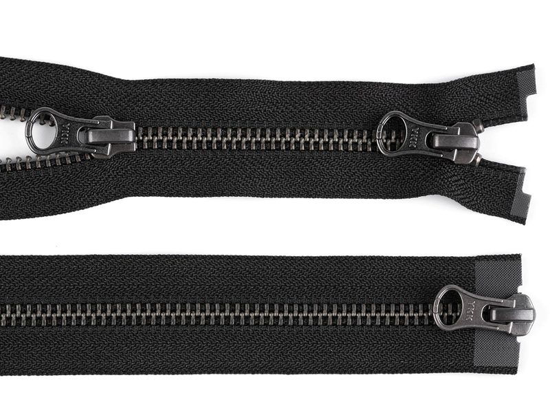 Zip kovový YKK No 5 dělitelný 2 jezdce / dvoucestný 50 cm na kožené bundy