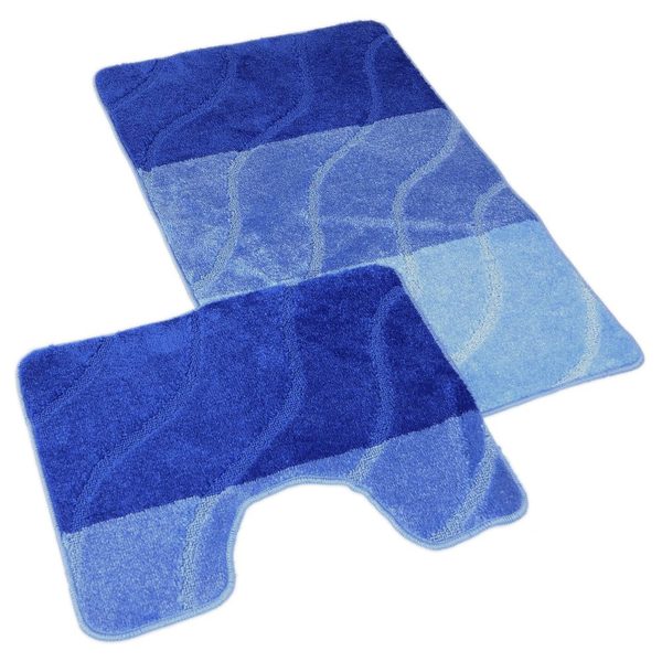 Koupelnová a WC předložka vlny modré