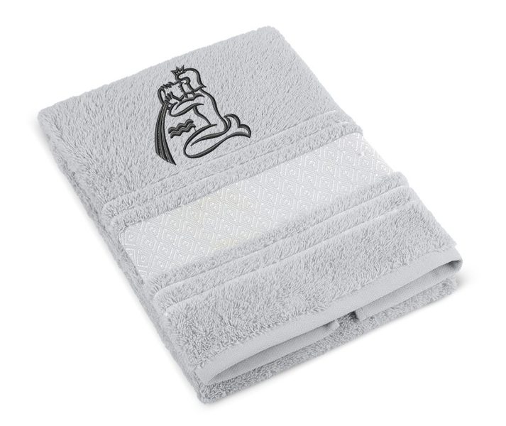 Froté ručník mozaika se znamením VODNÁŘ Šedá 123/042