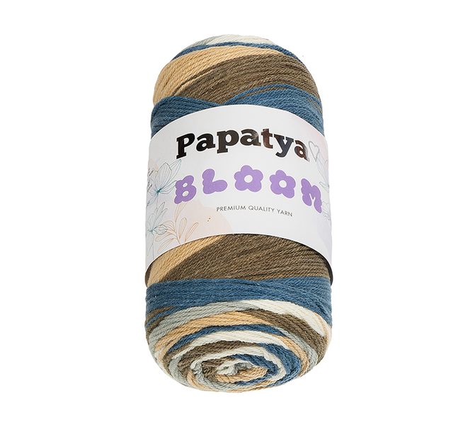 Příze PAPATYA BLOOM Krémová,Hnědá,Modrá 04 100g / 335 m