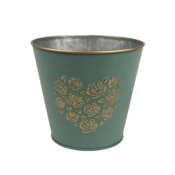 Květináč plechový srdce K3328/2 - dia 15 × 13.5 cm