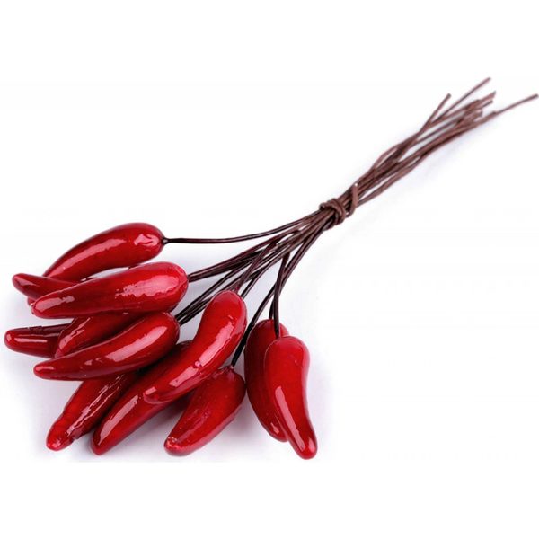 Umělé chilli papričky na drátku 12 ks