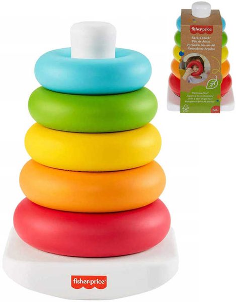 FISHER PRICE Baby kroužky navlékací stohovací na tyči ECO pro miminko