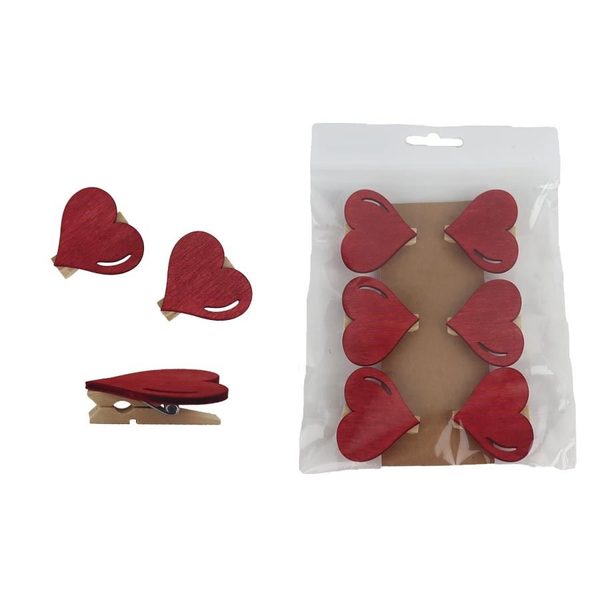Klipy srdce, 6ks D5923-08 - 3,5 x 4 x 1 cm
