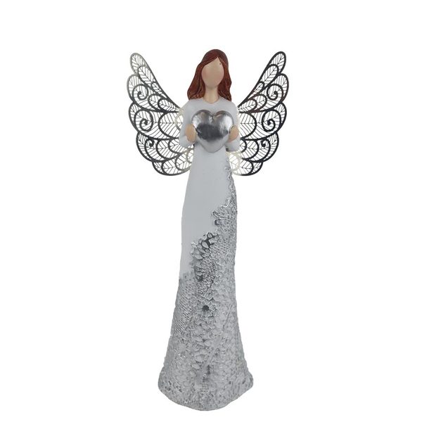 Dekorace anděl se srdcem X8179/4 - 10.5x5.5x24cm