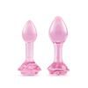 Pink Roses Glass Butt Plug Training Set