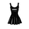 Noir Handmade F246 Short PVC Dress Fastened in the Front with Gold Clasps