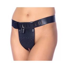 Rimba Chastity Belt with Two Holes In Crotch Padlock Included Kožený pás cudnosti pro ženy Velikost M/L