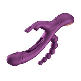 HoneyPlayBox Trilux Kinky Finger Rabbit Vibrator with Anal Beads Purple