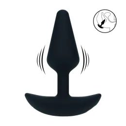 Classic Vibrating Silicone Anal Plug - S - Black