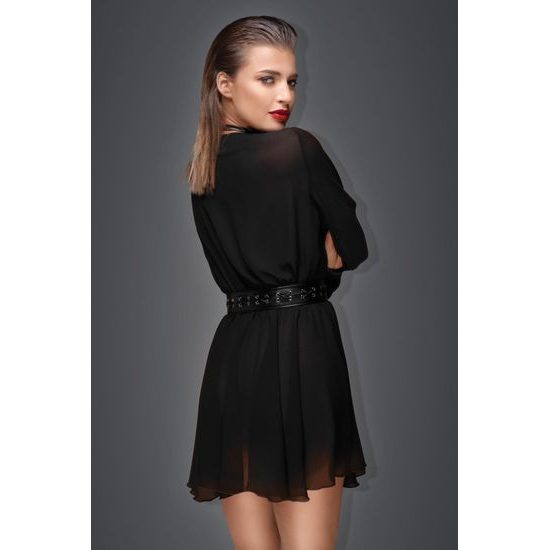 Noir Handmade Chiffon Minidress with Choker F150