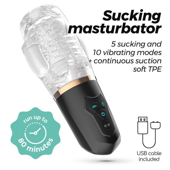 Crushious quasar rechargeable masturbator with suction
