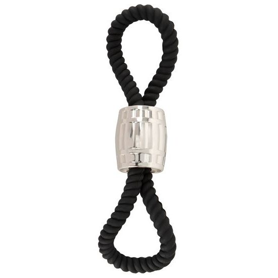 Rebel Heavy Rope Cock Strap with 2 Loops Black