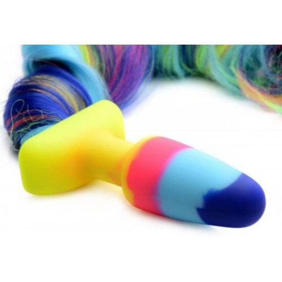 Rainbow Unicorn Anal Plug With Tail Tailz