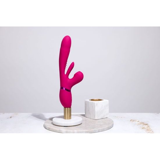 Vive Kura Thrusting G Spot with Flapping Tongue and Pulse Wave Stimulator Pink