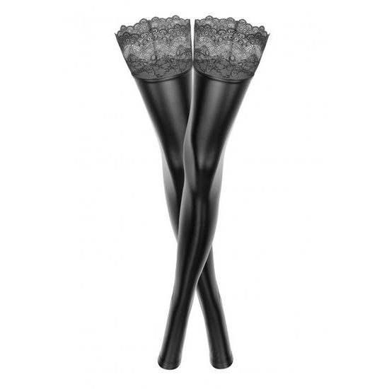 Noir Handmade F135 Powerwetlook Stockings with Siliconed Lace Superstar