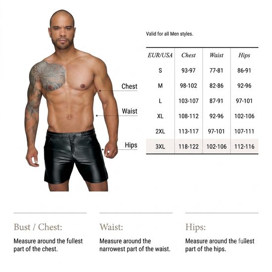 Noir Handmade H058 Men's Shorts Made of Powerwetlook and 3D Net