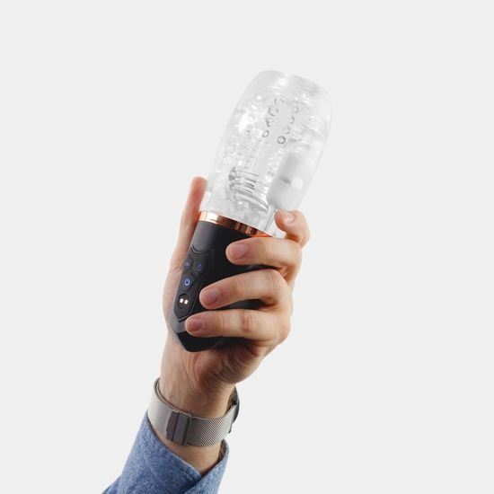 Crushious quasar rechargeable masturbator with suction