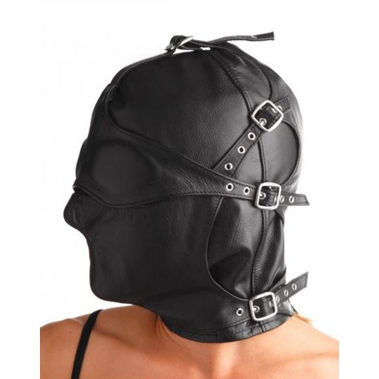 Strict Leather Asylum Leather Hood with Removable Blindfold and Muzzle