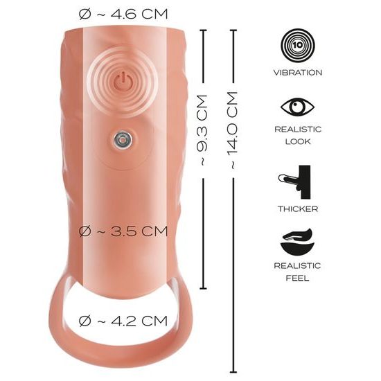 RealistiXXX RealSleeve vibrační návlek na penis otevřený