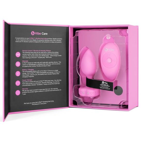 b-Vibe Vibrating Heart Plug S/M Pink