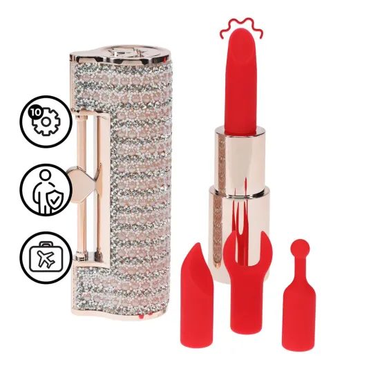 Loveline Angel Lipstick Vibrator with 4 Attachments - Pink