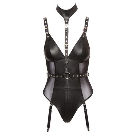 Kožené body s podvazky a obojkem ZADO