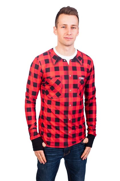 Thermal T-shirt - FLANNEL SHIRT PATTERN with silver