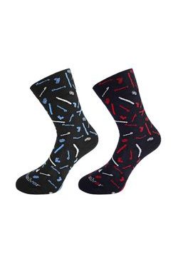 Formal socks with pattern and silver SKI - small theme