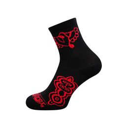 Nanosilver FLORAL socks + MERINO fiber red