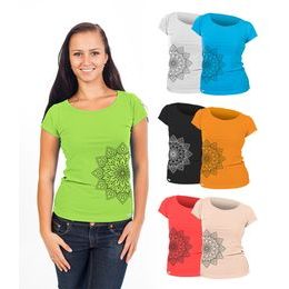 woman´s classic t-shirt  imprinted FLORAL nanosilver