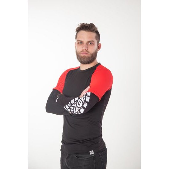 Biker T-shirt long sleeves black/red