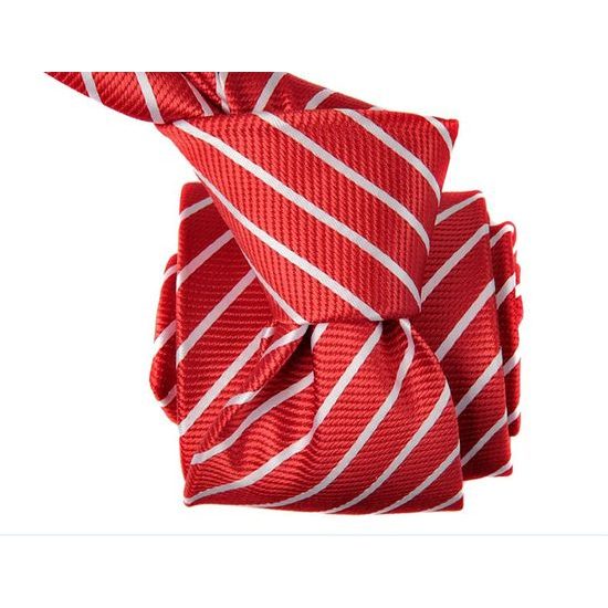 red tie with white strips