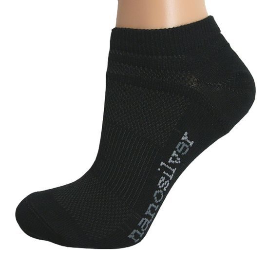 Ankle thin socks with molecules of silver black