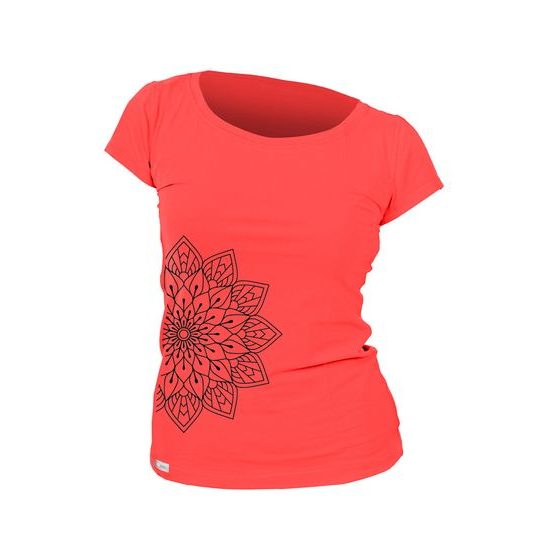 Woman´s T-shirt nanosilver CLASSIC imprinted FLORAL  salmon