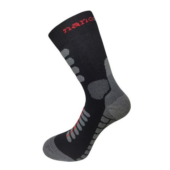 Summer trekking socks with molecules of silver grey/red