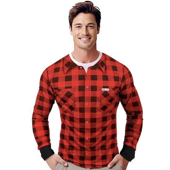 Unisex thermal T-shirt nanosilver - FLANNEL SHIRT PATTERN