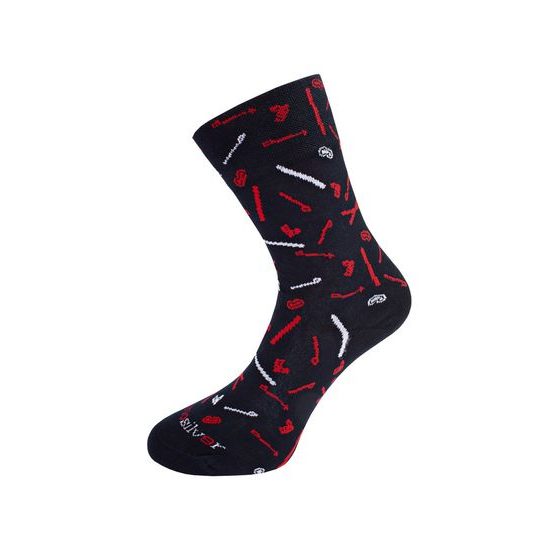 Formal socks with pattern and silver SKI - small theme