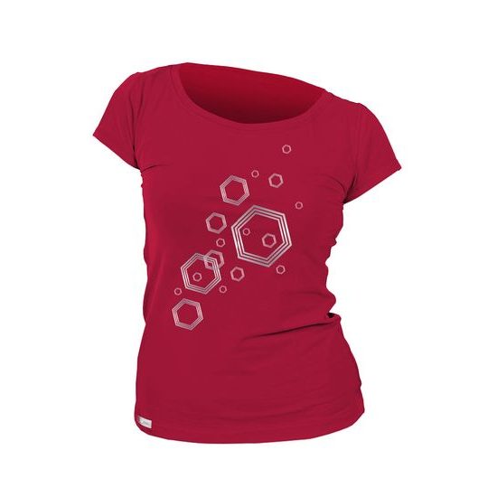 Woman´s T-shirt nanosilver CLASSIC imprinted HEXAGON  wine