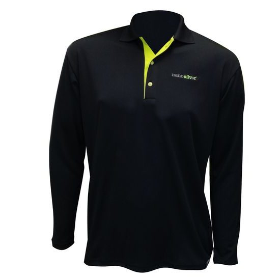 T-shirt with collar nanosilver GOLF ACTIVE black-green