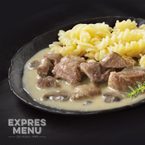 EXPRES MENU s přílohou - Vepřové na žampionech s těstovinami - 1 porce