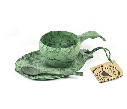 Kupilka dárková sada KUKSA 210 ml+ talíř + čajová lžička - zelená