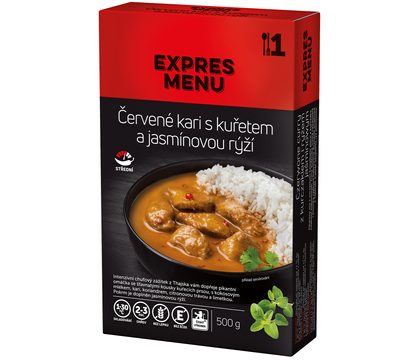 EXPRES MENU s přílohou - Červené kari s kuřetem a jasmínovou rýží - 1 porce