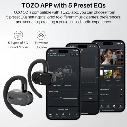 TOZO Open Buds - fekete