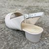 Sandály dámské na podpatku De Plus 9859-K-4010 béžové kožené na široké chodidlo